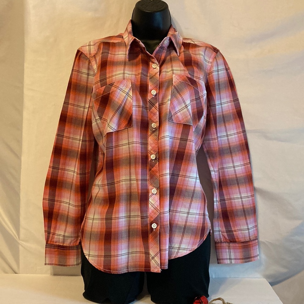 Faded Glory Plaid Buttoned Down Shirt Size Medium (8-10)